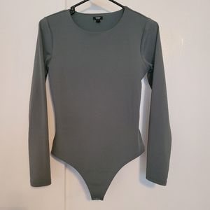 Express Body Contour Basil Double Layer Longsleeve Bodysuit Small